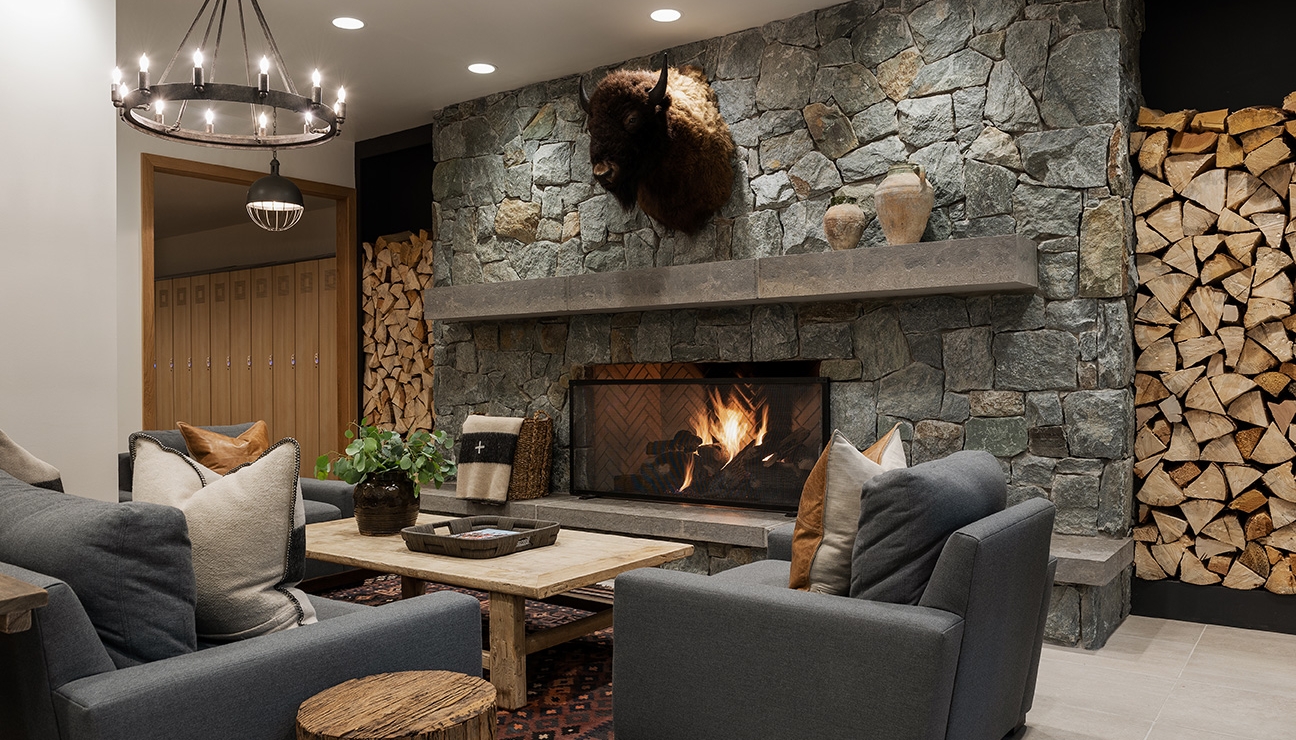 Stone Indoor Fireplace