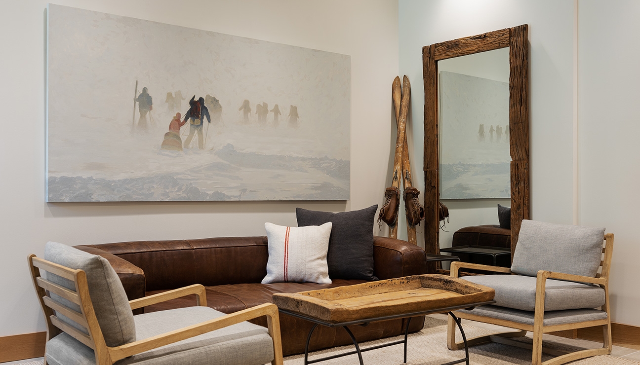 Seating room with large painting