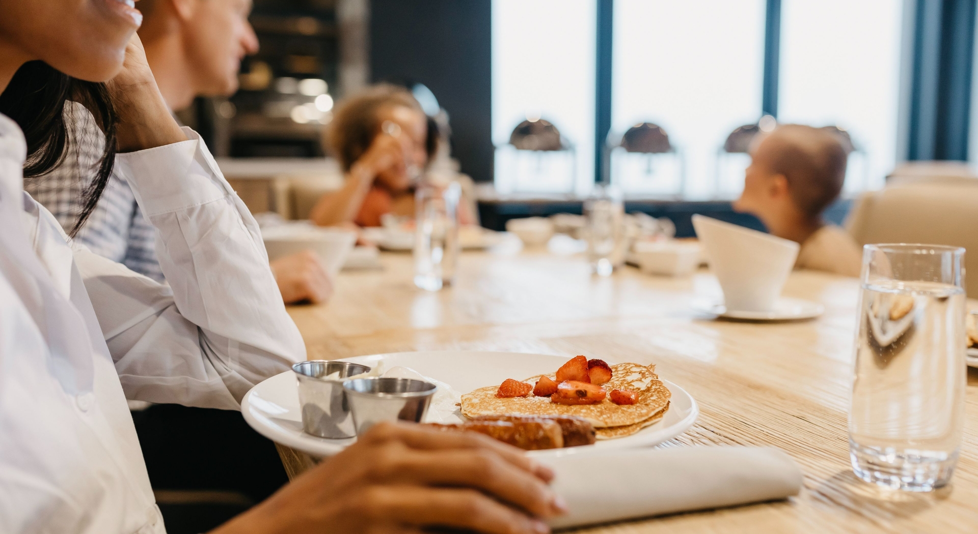 Family eating breakfast