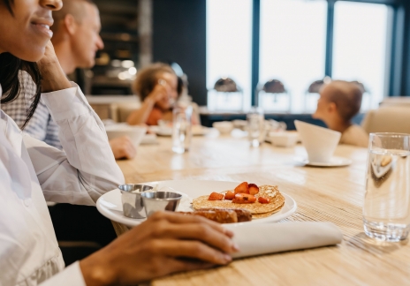 Family eating breakfast