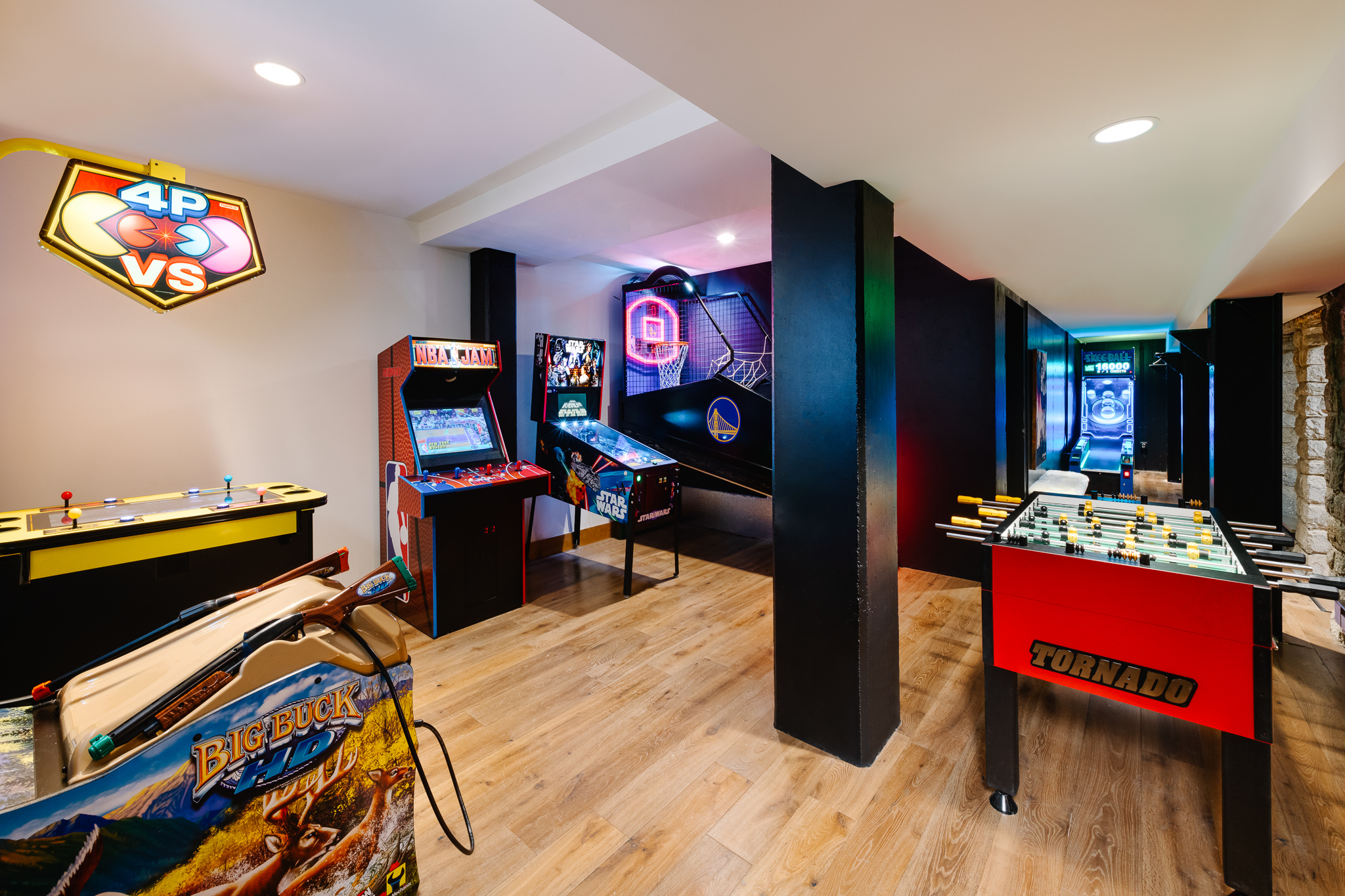 arcade room at snowpine lodge