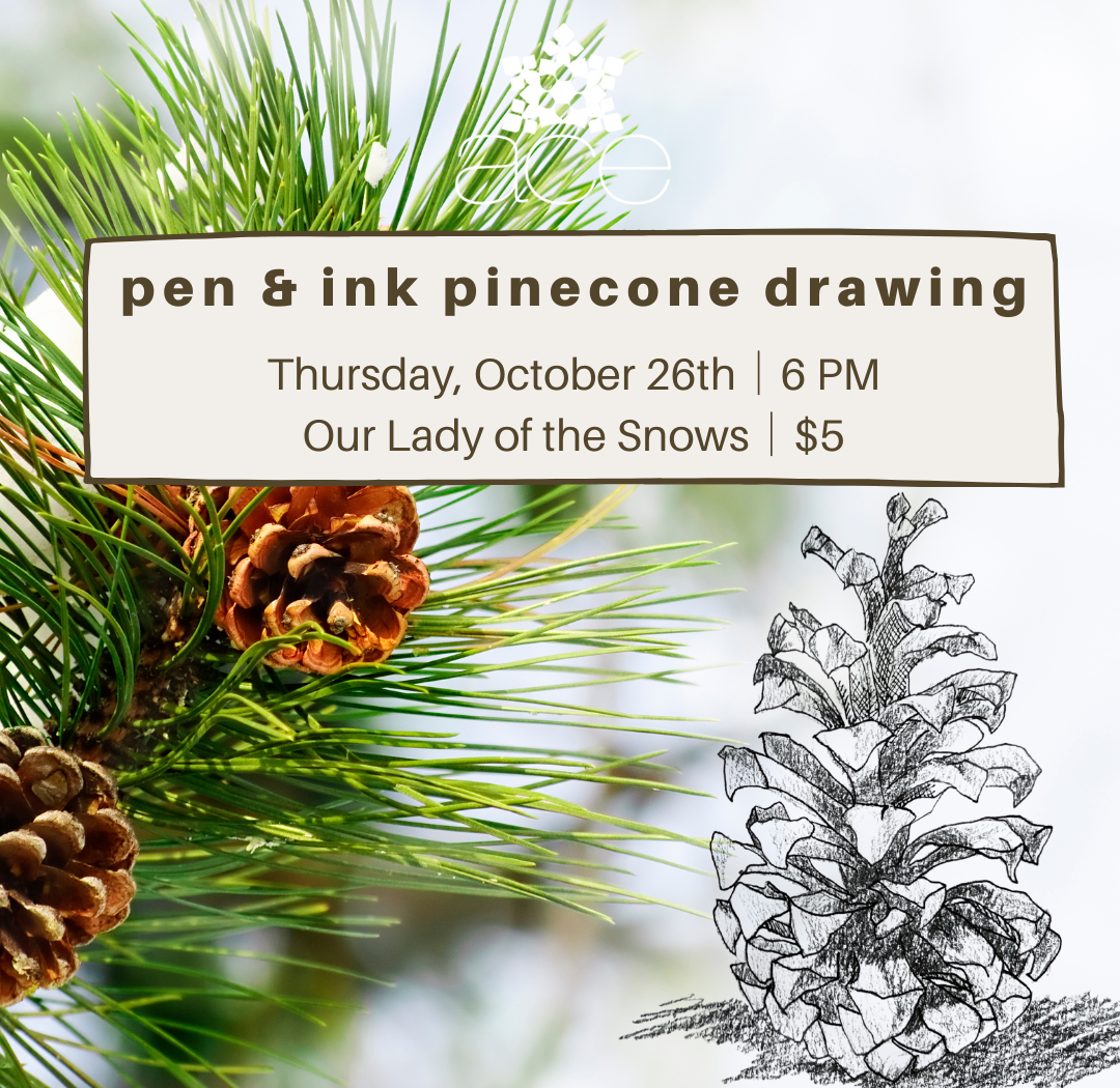Pen & Ink Pinecone Drawing ACE